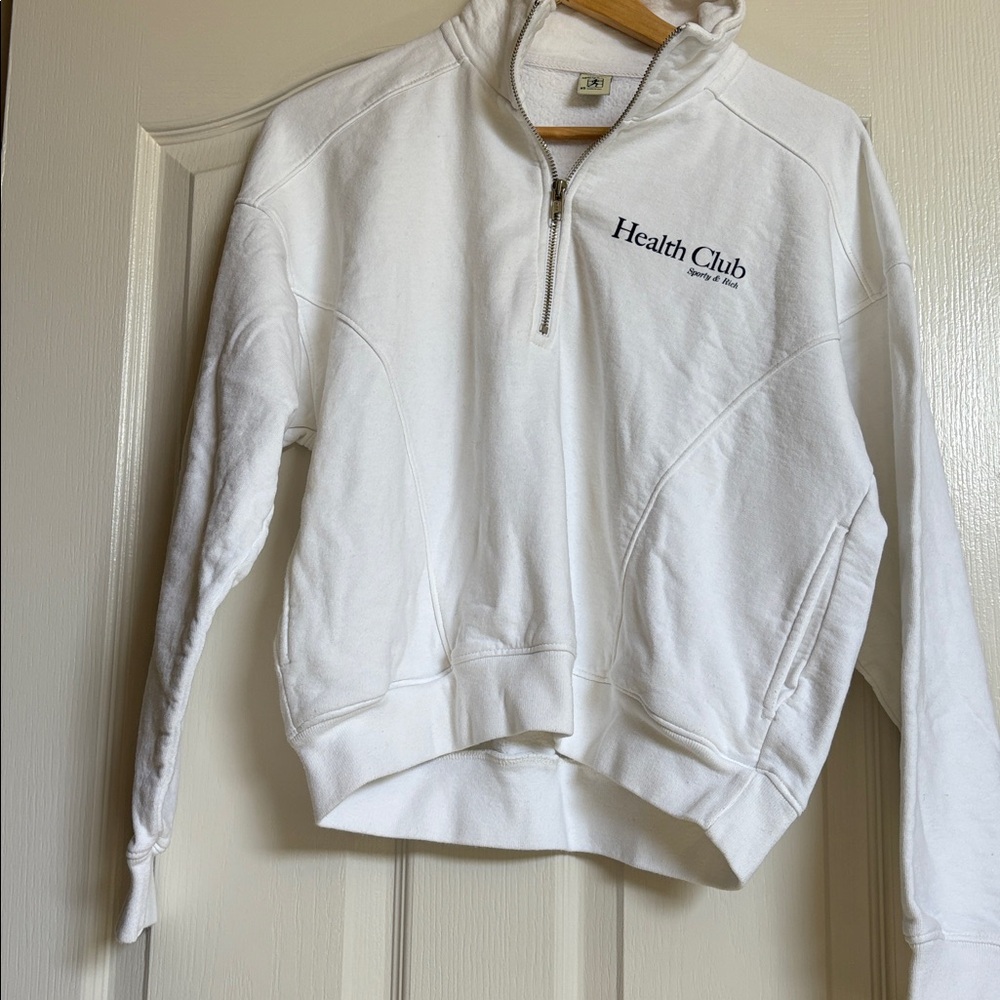 XS - EUC - Sporty & Rich - White Health Club Half Zip
